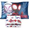 imageJay Franco Marvel Miles Morales New Kid 7 Piece Queen Bed Set  Includes Comforter ampamp Sheet Set Bedding  Super Soft Fade Resistant Microfiber Official Marvel ProductBlue  Spidey  Friends