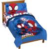 imageJay Franco Marvel Miles Morales New Kid 7 Piece Queen Bed Set  Includes Comforter ampamp Sheet Set Bedding  Super Soft Fade Resistant Microfiber Official Marvel ProductBlue  Spidey  Friends