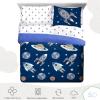 imageSaturday Park Minecraft Iconic Full Bed Set  7 Piece 100 Organic Cotton Bedding Features Creeper Alex ampamp Steve  GOTS ampamp OekoTEX Certified Minecraft OfficialBlue  Outer Space