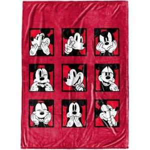 imageDisney Mickey Mouse Expressions Throw Blanket  Measures 50 x 70 inches  Fade Resistant Super Soft Fleece Bedding Official ProductRed  Mickey Mouse