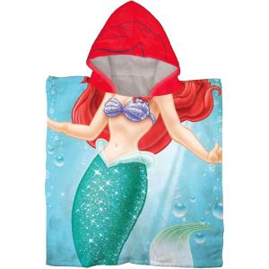imageDisney The Little Mermaid Ariel Kids BathPoolBeach Hooded Poncho  Super Soft ampamp Absorbent Cotton Towel Measures 22 x 22 Inches Official Disney Product