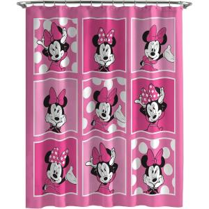 imageJay Franco Disney Mickey Mouse Hello There Shower Curtain ampamp Easy Care Fabric Kids Bath Curtain Official Disney ProductPink  Minnie Mouse
