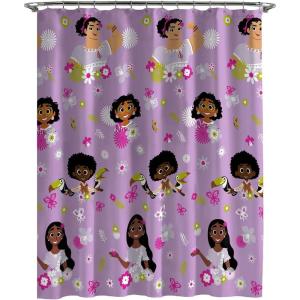 imageJay Franco Disney Mickey Mouse Hello There Shower Curtain ampamp Easy Care Fabric Kids Bath Curtain Official Disney ProductPurple  Encanto