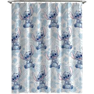 imageJay Franco Disney Mickey Mouse Hello There Shower Curtain ampamp Easy Care Fabric Kids Bath Curtain Official Disney ProductWhite  Stitch