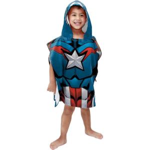 imageJay Franco Disney Minnie Mouse Kids BathPoolBeach Hooded Poncho  Super Soft ampamp Absorbent Cotton Towel Measures 28 x 28 Inches Official Disney ProductBlue  Captain America