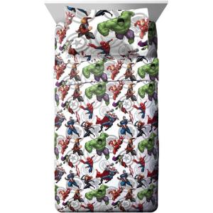 imageJay Franco Marvel Avengers Comics Good Guys 3 Piece Twin Sheet Set  Features Captain America Hulk Iron Man Spiderman and Thor  Fade Resistant Polyester Microfiber Fill Official Marvel ProductMulti  Avengers