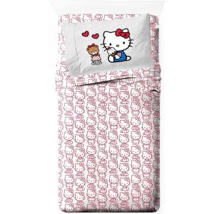 imageJay Franco Marvel Deadpool Comic Sketch Queen Size Sheet Set  Super Soft 4 Piece Bedding Set  Microfiber Sheets Includes Reversible Pillow CoversRed  Hello Kitty