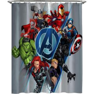 imageJay Franco Marvel Spiderman Fabric Shower Curtain  Kids Grey Bathroom DecorGray  Avengers