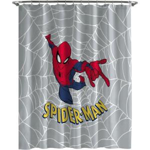 imageJay Franco Marvel Spiderman Fabric Shower Curtain  Kids Grey Bathroom DecorGrey  Spiderman