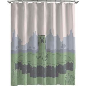 imageJay Franco Marvel Spiderman Fabric Shower Curtain  Kids Grey Bathroom DecorMulti  Minecraft