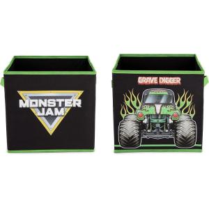 imageJay Franco Monster Jam Grave Digger 2 Pack Collapsible Cube Storage Bins  Kids Foldable Organizer with Handles