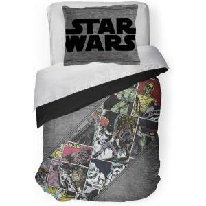 imageJay Franco Star Wars Comic Queen Comforter ampamp Sham Set  Kids Super Soft Bedding  Fade Resistant Microfiber Official Star Wars ProductGray  Star Wars