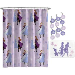 imageJay Franco Star Wars The Mandalorian Blue Space 14 Piece Bathroom Set  Includes Shower Curtain 12 Hooks ampamp NonSlip Bath Rug  Easy Care Fabric Features Baby Yoda Grogu Official Star Wars ProductPurple  Frozen