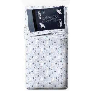 imageJay Franco Wednesday Addams Full Size Sheet Set  Super Soft Kids 4 Piece Bedding Set  Webs and Skulls Microfiber Sheets Includes Reversible Pillow CoversBlue  Wednesday