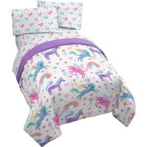 imageJay franco StarWars The Mandalorian The Child 4 Piece Twin Bed SetIncludes Reversible ComforterampampSheet SetBedding Features Baby YodaSuper Soft Fade Resistant Microfiber Official StarWars ProductWhite  Unicorn Rainbow