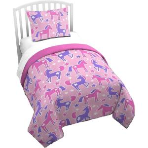 imageTrend Collector Unicorn Glow in The Dark Twin Comforter ampamp Sham Set  Super Soft Kids Bedding  Fade Resistant MicrofiberPink