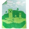 imageJay Franco Disney Pixar Toy Story Feather Knit Fluffy Throw Blanket  Woody and Buzz Lightyear Fuzzy Blanket Measures 50 x 60 inch  Super Soft Lightweight BeddingGreen  Minecraft