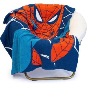 imageJay Franco Disney Pixar Toy Story Feather Knit Fluffy Throw Blanket  Woody and Buzz Lightyear Fuzzy Blanket Measures 50 x 60 inch  Super Soft Lightweight BeddingBlue  Spiderman
