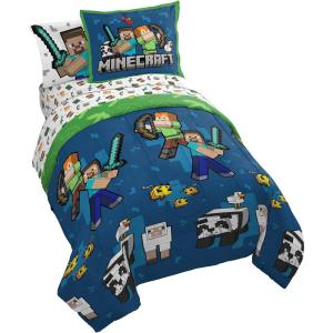 imageJay Franco Trend Collector Believe 4 Piece Toddler Bed Set  Includes Comforter ampamp Sheet Set  Super Soft Fade Resistant Microfiber BeddingBlue  Minecraft