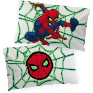 imageJay Franco Marvel Avengers Night Life Glow in The Dark 2 Pack Reversible Pillowcases Features Black Panther ampamp Iron Man  DoubleSided Kids Super Soft BeddingWhite  Spiderman