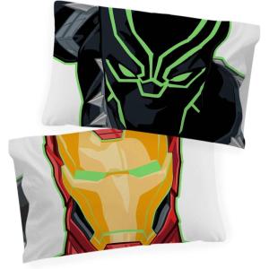 imageJay Franco Marvel Avengers Night Life Glow in The Dark 2 Pack Reversible Pillowcases Features Black Panther ampamp Iron Man  DoubleSided Kids Super Soft BeddingMulti  Avengers