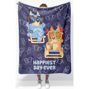 imageJay Franco Disney Moana Plush Throw Blanket  Measures 40 x 50 Throw  Kids Super Soft Lightweight Fleece BeddingBlue  Bluey