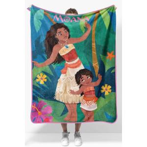 imageJay Franco Disney Moana Plush Throw Blanket  Measures 40 x 50 Throw  Kids Super Soft Lightweight Fleece BeddingMulti  Moana
