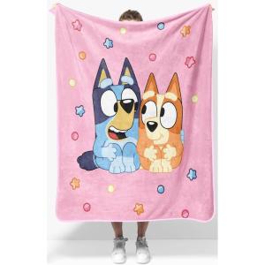 imageJay Franco Disney Moana Plush Throw Blanket  Measures 40 x 50 Throw  Kids Super Soft Lightweight Fleece BeddingPink  Bluey
