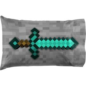 imageJay Franco Minecraft Diamond Life 1 Pack Pillowcase  DoubleSided Super Soft Bedding  Featuring Minecrafts Sword ampamp Pickaxe Official Minecraft Product