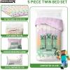 imageJay Franco Minecraft Creeper Full Comforter Set  7 Piece Gamer Bedding Includes Sheet Set ampamp Pillow Covers  Super Soft Checkered BeddingPink  Minecraft 01