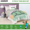 imageJay Franco Minecraft Creeper Full Comforter Set  7 Piece Gamer Bedding Includes Sheet Set ampamp Pillow Covers  Super Soft Checkered BeddingPink  Minecraft 01
