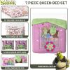 imageJay Franco Minecraft Creeper Full Comforter Set  7 Piece Gamer Bedding Includes Sheet Set ampamp Pillow Covers  Super Soft Checkered BeddingPurple  Shrek
