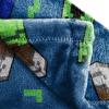 imageJay Franco Minecraft Plush Throw Blanket  Measures 46 x 60 Inches  Kids Super Soft Fleece Creeper Battle BeddingBlue  Minecraft