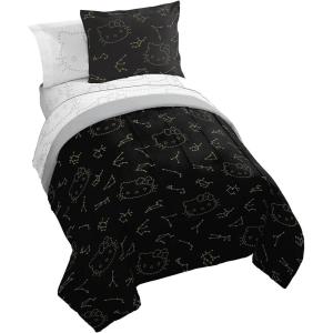imageJay Franco Minecraft Creeper Full Comforter Set  7 Piece Gamer Bedding Includes Sheet Set ampamp Pillow Covers  Super Soft Checkered BeddingBlack  Hello Kitty 01