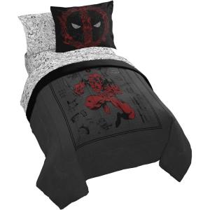 imageJay Franco Minecraft Creeper Full Comforter Set  7 Piece Gamer Bedding Includes Sheet Set ampamp Pillow Covers  Super Soft Checkered BeddingGray  Deadpool