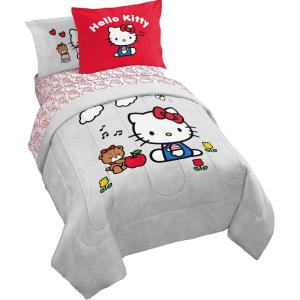 imageJay Franco Minecraft Creeper Full Comforter Set  7 Piece Gamer Bedding Includes Sheet Set ampamp Pillow Covers  Super Soft Checkered BeddingGrey  Hello Kitty