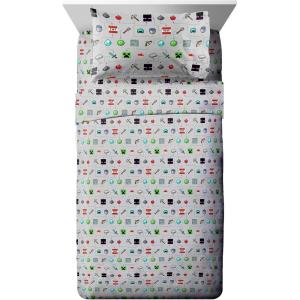 imageJay Franco Minecraft Isometric Characters Twin Sheet Set  Super Soft and Cozy Kids Bedding  Fade Resistant Polyester Microfiber Sheets Official Minecraft ProductGray