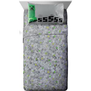 imageJay Franco Minecraft Isometric Characters Twin Sheet Set  Super Soft and Cozy Kids Bedding  Fade Resistant Polyester Microfiber Sheets Official Minecraft ProductGray  Minecraft