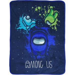 imageJay Franco Minecraft Plush Throw Blanket  Measures 46 x 60 Inches  Kids Super Soft Fleece Creeper Battle BeddingBlue  Among Us