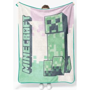 imageJay Franco Minecraft Plush Throw Blanket  Measures 46 x 60 Inches  Kids Super Soft Fleece Creeper Battle BeddingMulti  Minecraft