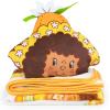 imageJay Franco Disney Lilo ampamp Stitch Nogginz Set  40 x 50 Inch Lightweight Travel Throw Blanket ampamp Pillow  Kids Super Soft 2 Piece Bedding SetWhite  Orange Blossom