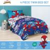 imageJay Franco Disney Lilo and Stitch Twin Size Comforter Set  4 Piece Bedding Includes Sheet Set Pillow Covers ampamp Bonus Duffle Bag  Super Soft Kids BeddingBlue  Spidey  Friends