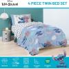 imageJay Franco Disney Lilo and Stitch Twin Size Comforter Set  4 Piece Bedding Includes Sheet Set Pillow Covers ampamp Bonus Duffle Bag  Super Soft Kids BeddingBlue  Stitch