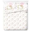 imageJay Franco Hello Kitty Full Size Sheet Set  Super Soft 4 Piece Bedding Set  Floral Microfiber Sheets Includes Reversible Pillow CoversWhite  Hello Kitty