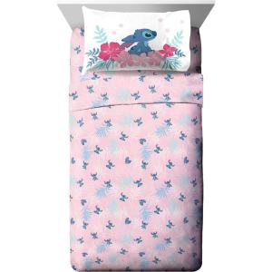 imageJay Franco Disney Lilo ampamp Stitch Floral Fun Queen Sheet Set  4 Piece Set Super Soft and Cozy Kids Bedding  Fade Resistant Microfiber Sheets Official Disney ProductPink  Lilo  Stitch