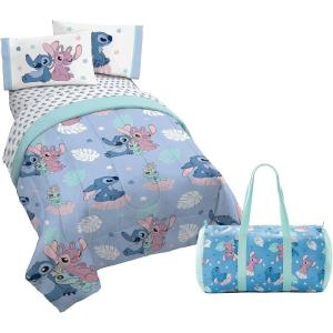 imageJay Franco Disney Lilo and Stitch Twin Size Comforter Set  4 Piece Bedding Includes Sheet Set Pillow Covers ampamp Bonus Duffle Bag  Super Soft Kids BeddingBlue  Stitch