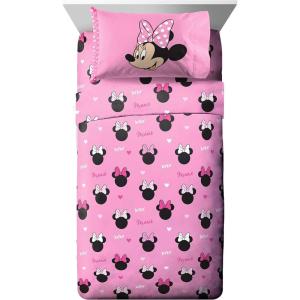 imageJay Franco Disney Mickey Mouse Cute Faces Twin Sheet Set  Super Soft and Cozy Kids Bedding  Fade Resistant Polyester Microfiber Sheets Official Disney ProductPink  Minnie Mouse