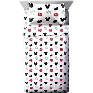 imageJay Franco Disney Mickey Mouse Cute Faces Twin Sheet Set  Super Soft and Cozy Kids Bedding  Fade Resistant Polyester Microfiber Sheets Official Disney ProductWhite  Mickey Mouse