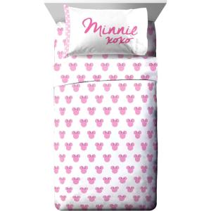 imageJay Franco Disney Mickey Mouse Cute Faces Twin Sheet Set  Super Soft and Cozy Kids Bedding  Fade Resistant Polyester Microfiber Sheets Official Disney ProductWhite  Minnie Mouse