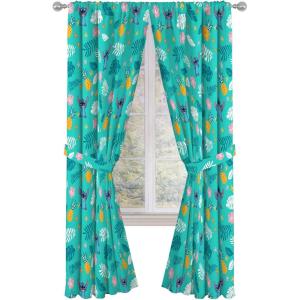 imageJay Franco Kids Window Drapes  4 Piece Curtain Set Includes 2 Tiebacks Beautiful Bedding Room Dcor and Easy Set Up Teal  Lilo ampamp Stitch 84 Inch